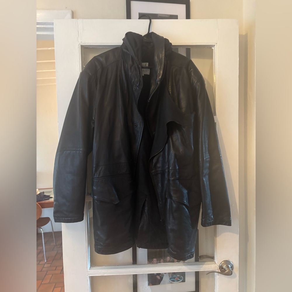 Botticelli Applausi Italian Black leather Jacket men’s jacket size 48 xl
